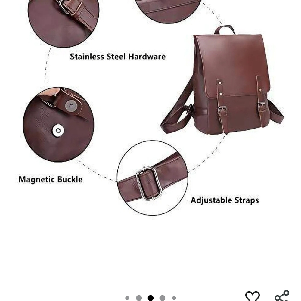 Elegant Brown Leather Backpack - Picture 9 of 10